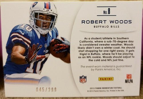 ROBERT WOODS 2013 Panini Momentum Upside Jumbo Jersey Relic SP #/299 Bills Rams