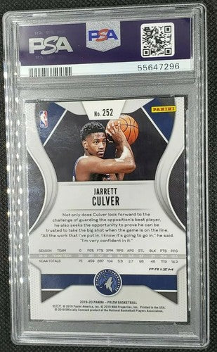 JARRETT CULVER 2019-20 Panini Prizm GREEN SP RC Rookie PSA 8 Timberwolves Wolves