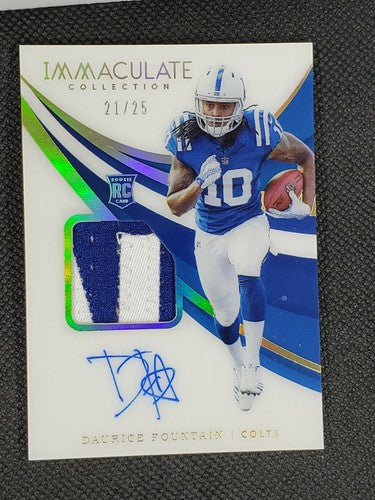 DAURICE FOUNTAIN 2018 Immaculate DUAL AUTO Nameplate Letter PATCH Gold /25 Colts
