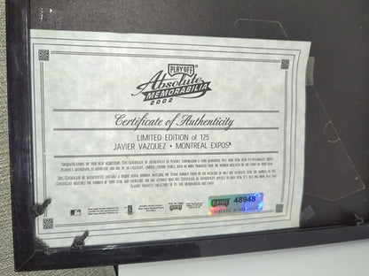 JAVIER VAZQUEZ 2002 Absolute Signing Bonus AUTO JERSEY NUMBER PATCH #/125 Expos