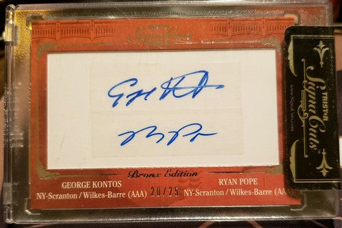 George KONTOS Ryan POPE 2011 Tristar SignaCuts DUAL Cut AUTO Autograph Yankees #