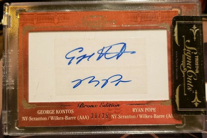 George KONTOS Ryan POPE 2011 Tristar SignaCuts DUAL Cut AUTO Autograph Yankees #