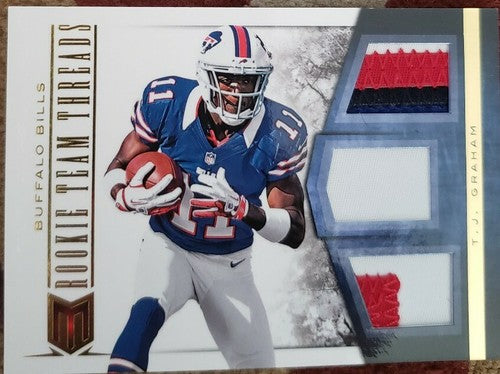 T.J. GRAHAM 2012 Momentum Rookie Team Threads Triple Prime Bills Jersey PATCH 25