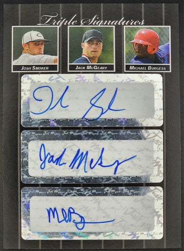 Josh SMOKER Michael BURGESS Jack McGEARY 2007 Just Minors TRIPLE AUTO Black #3/3