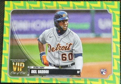 AKIL BADDOO 2021 Topps Transcendent RC VIP PARTY Green Yellow #1/1 Tigers One of