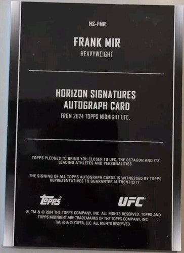FRANK MIR 2024 Topps UFC Midnight Horizon Signatures AUTO TWILIGHT #/99 #HS-FMR