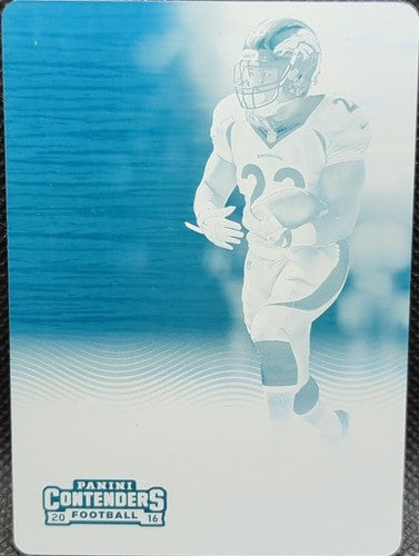 C. J. ANDERSON 2016 Panini Contenders PRINTING PLATE #1/1 Broncos Rice CJ One of