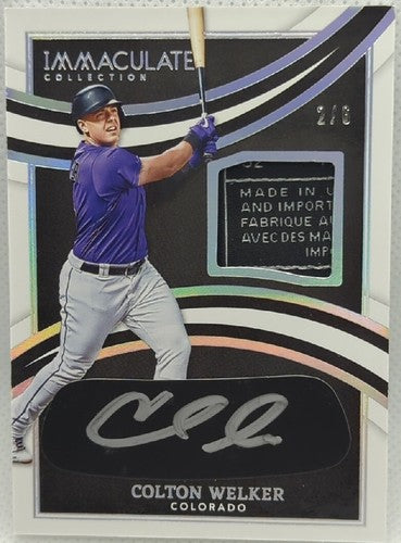 COLTON WELKER 2022 Panini Immaculate Eye Black DUAL AUTO LAUNDRY TAG PATCH SP /6