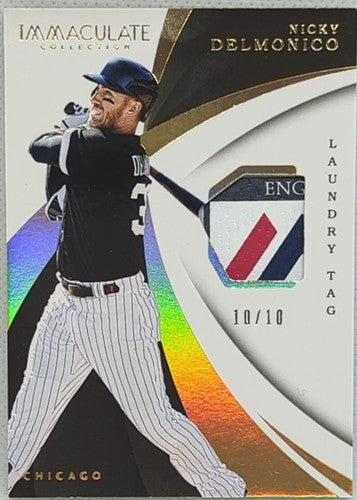 NICKY DELMONICO 2018 Panini Immaculate Jersey LAUNDRY TAG LOGO PATCH SP #/10 Sox