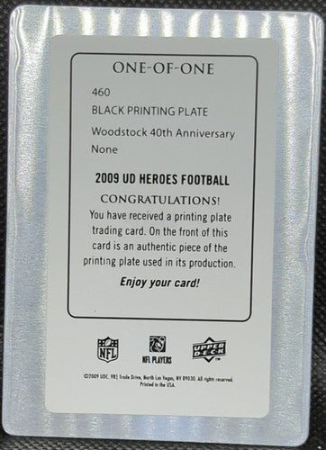 1969 Woodstock Variant 2009 UD Historical Heroes PRINTING PLATE SP #1/1 One of