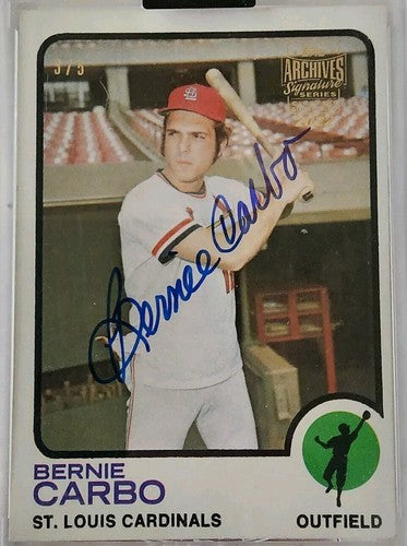 BERNIE CARBO 2022 Topps Archives Signature Series 1973 Buyback AUTO /5 Cardinals