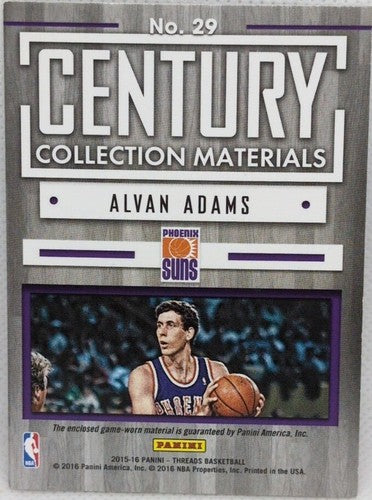ALVAN ADAMS 2015-16 Panini Threads Game Used Jersey PATCH Holofoil SP #5/10 Suns