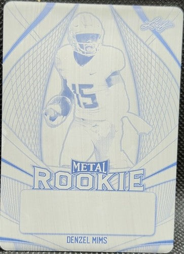 DENZEL MIMS 2020 Leaf Metal RC Signatures PRINTING PLATE SP #1/1 NY Jets One of
