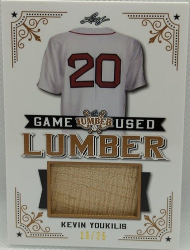 ð´ KEVIN YOUKILIS 2021 Leaf Lumber JUMBO Game Used BAT PATCH Relic #/25 Red Sox