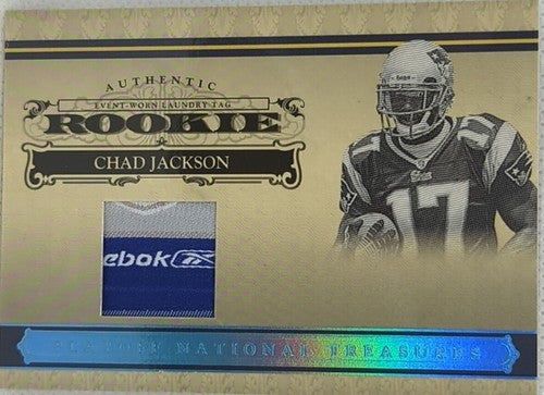 CHAD JACKSON 2006 Playoff National Treasures Jersey LAUNDRY TAG LOGO PATCH #/10