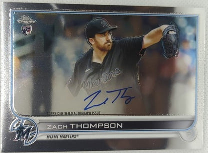 ZACH THOMPSON 2022 Topps Chrome Prospect RC AUTO SP Marlins Blue Jays Pirates