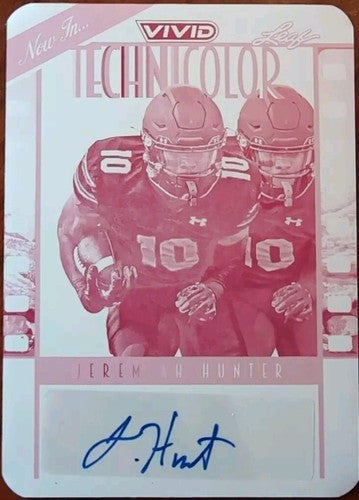 JEREMIAH HUNTER 2024 Leaf Vivid Technicolor AUTO PRINTING PLATE #1/1 Huskies Cal