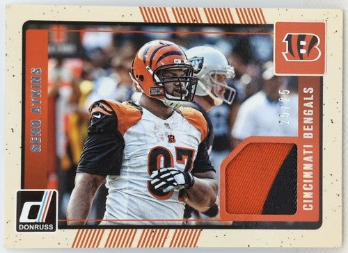 GENO ATKINS 2016 Panini Donruss Game Used Worn Jersey PATCH SP #25/25 Bengals