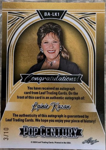 LAINIE KAZAN 2024 Leaf Pop Century AUTO Crystals /10 Big Fat Greek Wedding Nanny