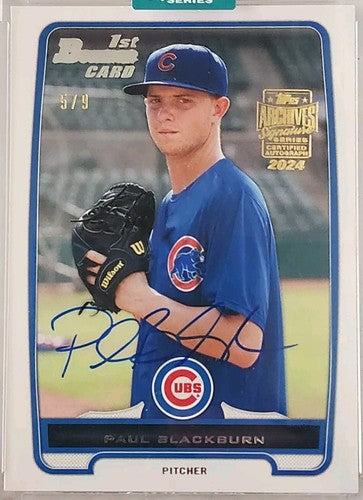 PAUL BLACKBURN 2024 Topps Archives 2012 1st Bowman AUTO SP /9 Athletics A's Cubs