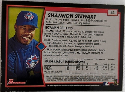 SHANNON STEWART 2022 Topps Archives Signature Series 2001 Bowman AUTO #1/1 Jays