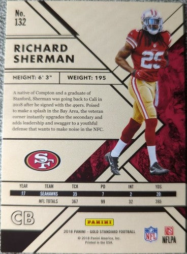 RICHARD SHERMAN 2018 Panini Gold Standard SP Parallel #/99 Niners 49ers Seahawks