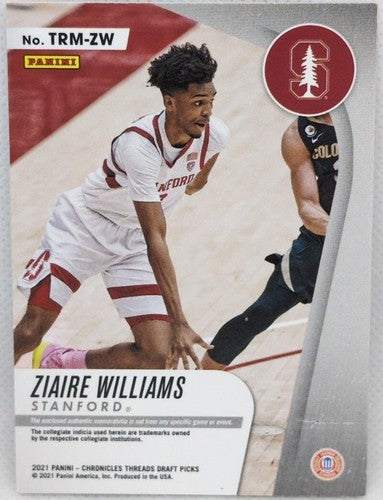 ZIAIRE WILLIAMS 2021-22 Panini Threads Jersey PATCH GOLD #/10 Grizzlies Stanford