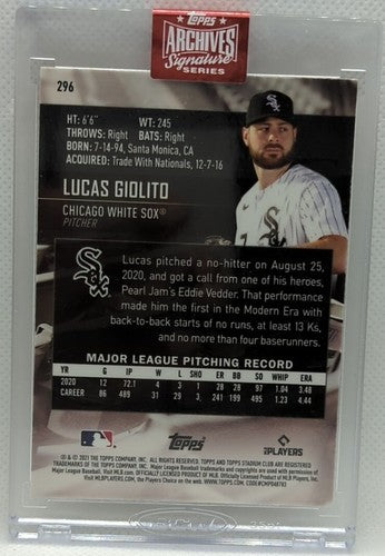 LUCAS GIOLITO 2023 Topps Archives 2021 Stadium Club AUTO SP 1/1 White Sox Angels