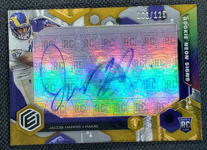JACOB HARRIS 2021 Panini Elements Rookie Neon Signs RC AUTO SP #/125 LA Rams UCF