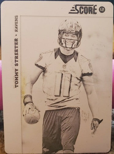 TOMMY STREETER 2012 Panini Score Black PRINTING PLATE SP #1/1 of 1 Ravens RC