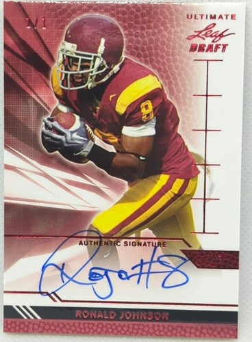 RONALD JOHNSON 2011 Leaf Ultimate Draft RC AUTO RED SP #1/1 49ers Eagles USC of