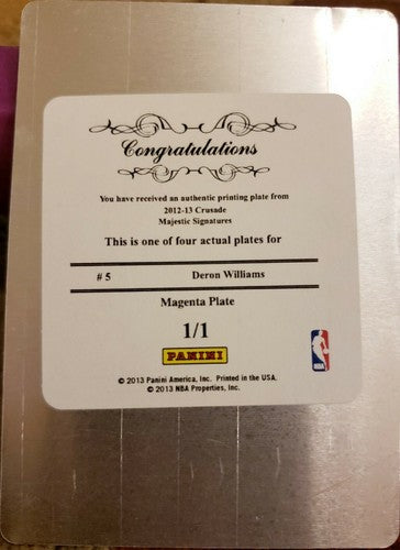 DERON WILLIAMS 2012-13 Panini Crusade Majestic Signature PRINTING PLATE 1/1 Nets