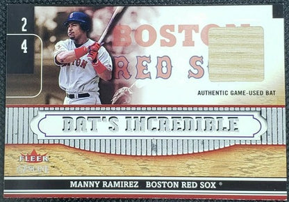 MANNY RAMIREZ 2002 Fleer Genuine Bat's Incredible GAME USED BAT RELIC SP Red Sox