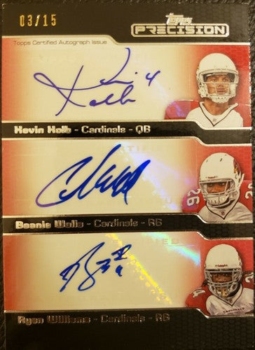 Kevin KOLB Ryan WILLIAMS Chris BEANIE WELLS 2011 Topps Precision TRIPLE AUTO /15