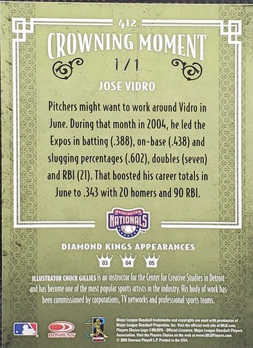 JOSE VIDRO 2005 Donruss Diamond Kings Framed PLATINUM Parallel SP #1/1 Nationals