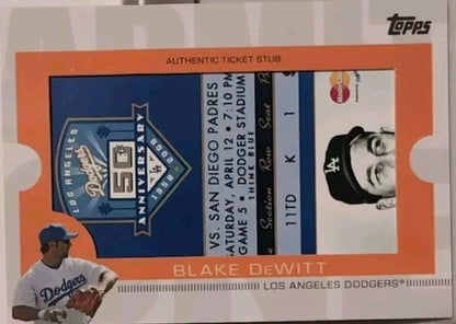 BLAKE DeWITT 2009 Topps Ticket To Stardom JUMBO STUB RELIC PATCH SP /110 Dodgers
