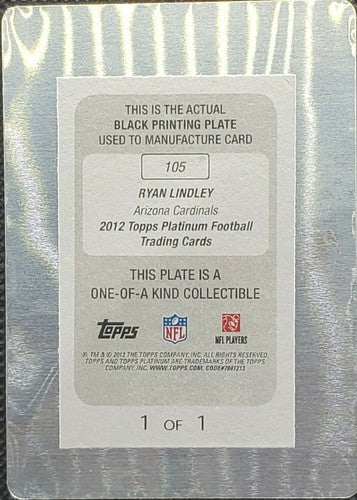 RYAN LINDLEY 2012 Topps Platinum RC DUAL AUTO PRINTING PLATE SP #1/1 Cardinals