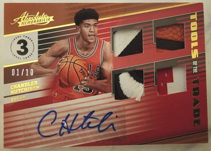 CHANDLER HUTCHISON 2018-19 Panini Absolute AUTO QUAD LOGO BALL PATCH #1/10 Bulls