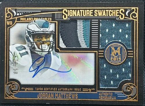 JORDAN MATTHEWS 2015 Topps Museum AUTO TRIPLE JERSEY PATCH Copper SP #/50 Eagles