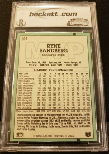 RYNE SANDBERG 1990 Leaf MVP BCCG Graded 10 Mint Chicago Cubs Hidden Treasures SP