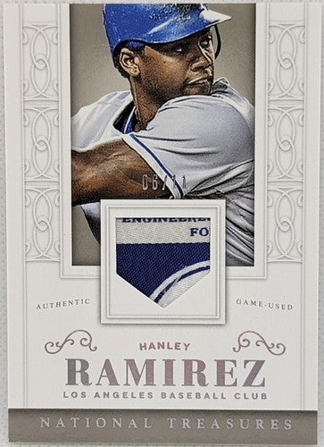 HANLEY RAMIREZ 2014 Panini National Treasures Jersey LAUNDRY TAG PATCH SP /11 LA