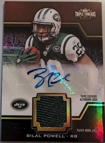 BILAL POWELL 2011 Topps Triple Threads Unity DUAL RC AUTO JERSEY SEPIA #/75 Jets