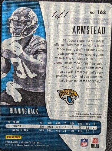 RYQUELL ARMSTEAD 2019 Panini Absolute RC PRINTING PLATE SP 1/1 Jaguars Temple of