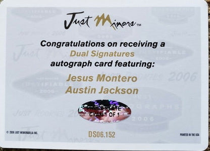 Jesus MONTERO Austin JACKSON 2008 Just Minors Dual Printing Plate SP #1/1 of 1