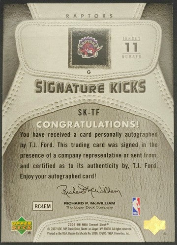 T. J. FORD 2007-08 NBA Sweet Shot Signature Kicks AUTO SHOE PATCH /40 TJ Raptors