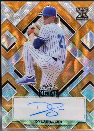 DYLAN LESKO 2022 Leaf Metal Pre-Production PROOF AUTO GOLD WAVE #1/1 Padres Rays