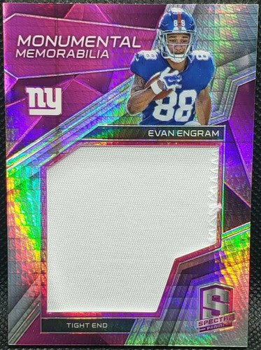 EVAN ENGRAM 2017 Panini Spectra JUMBO RC Jersey NUMBER PATCH Neon Pink SP #15/15