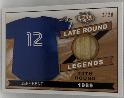 â¾ JEFF KENT 2021 Leaf Lumber Game Used BAT PATCH SP /20 Blue Jays Giants Dodgers