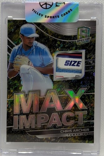 CHRIS ARCHER 2021 Panini Spectra Game Used Jersey LAUNDRY SIZE TAG PATCH /8 Rays