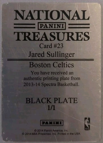 JARED SULLINGER 2013-14 Panini Spectra PRINTING PLATE SP 1/1 Celtics Raptors CBA